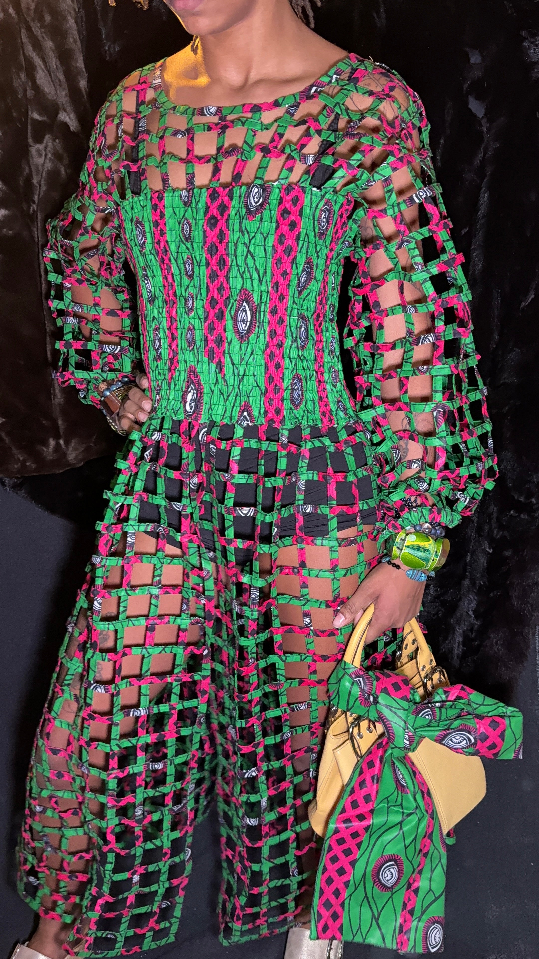 Split-Front Window Pane Dress